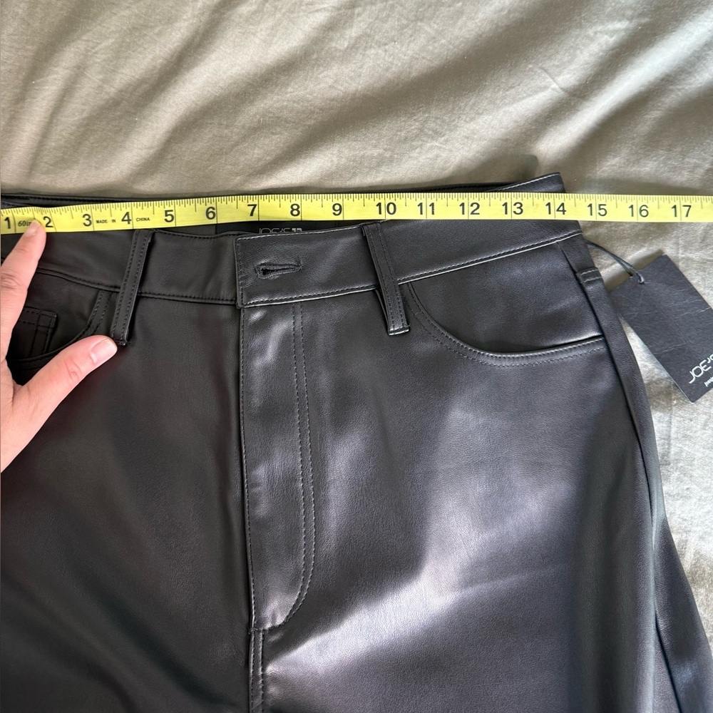 Joe's Jeans Black Faux Leather Pants Size 28 NWT Wide Leg Baddie Y2K High Waist - Picture 8 of 9